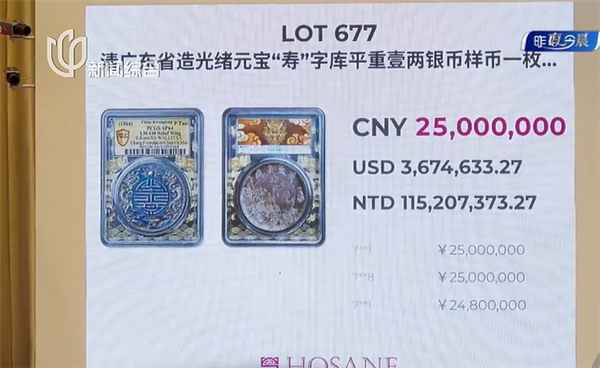 百家樂：5083万成交！上海新晋币王刷新拍卖纪录 慈禧六十大寿特铸仅存七枚
